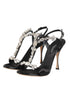 Dolce & Gabbana Keira Crystal Heels – Black Satin Stiletto Sandals for Women