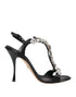 Dolce & Gabbana Keira Crystal Heels – Black Satin Stiletto Sandals for Women
