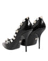 Dolce & Gabbana Women's Black Crystal Studded Leather Heels Pumps Shoes