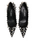 Dolce & Gabbana Black Studded Calf Leather Stiletto Pumps with Crystals – Women's Heels