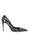 Dolce & Gabbana Black Studded Calf Leather Stiletto Pumps with Crystals – Women's Heels