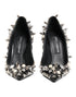 Dolce & Gabbana Black Crystal Studded Stiletto Pumps – Women's Calf Leather Heels Shoes