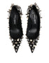 Dolce & Gabbana Black Crystal Studded Stiletto Pumps – Women's Calf Leather Heels Shoes