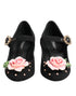 Dolce & Gabbana Black Flower Crystal Embellished Mary Jane Heels - Women’s Shoes