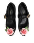 Dolce & Gabbana Black Flower Crystal Embellished Mary Jane Heels - Women’s Shoes