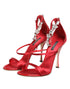 Dolce & Gabbana Keira Sandals Red Satin Crystal Embellished Heels for Women