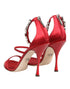 Dolce & Gabbana Keira Sandals Red Satin Crystal Embellished Heels for Women
