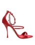 Dolce & Gabbana Keira Sandals Red Satin Crystal Embellished Heels for Women