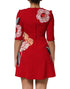 Dolce & Gabbana Red Lace Floral Applique A-line Mini Dress