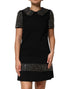 Dolce & Gabbana Black Crystal Embellished Collared Mini Dress