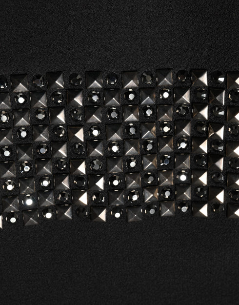 Dolce & Gabbana Black Crystal Embellished Collared Mini Dress