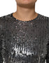 Dolce & Gabbana Black Sequined Long Sleeves Midi A-line Dress