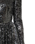 Dolce & Gabbana Black Sequined Long Sleeves Midi A-line Dress