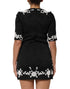 Dolce & Gabbana Black Lace Trim Short Sleeves A-line Dress