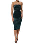 Dolce & Gabbana Green Silk Satin Fitted Strapless Dress