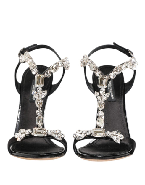 Dolce & Gabbana Black Keira Crystal Embellished Satin Heels - Women’s Shoes