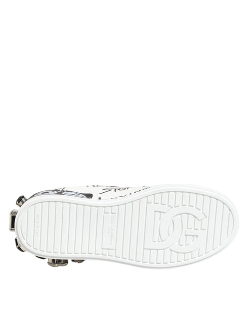 Dolce & Gabbana White Portofino Crystal Sneakers Shoes