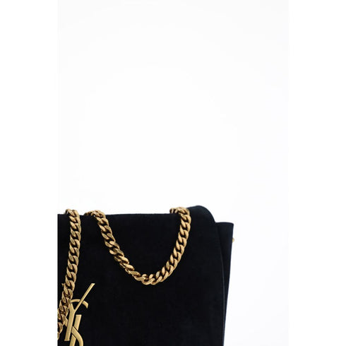 Saint Laurent Kate Black Suede Shoulder Bag – AW25 Women’s Luxury Handbag