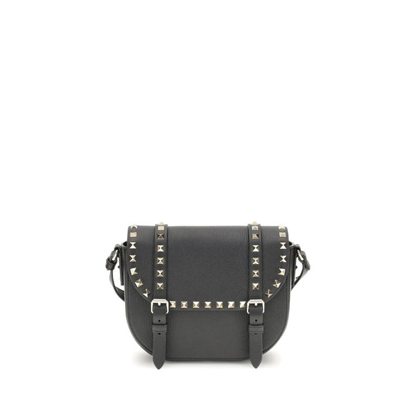 Valentino Rockstud Messenger Bag in Black Calf Leather for Women
