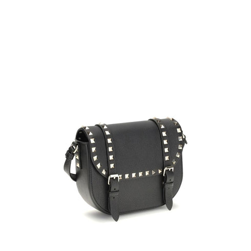 Valentino Rockstud Messenger Bag in Black Calf Leather for Women