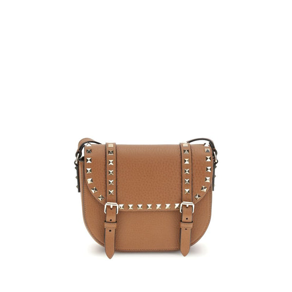 Valentino Rockstud Messenger Bag in Brown Calf Leather for Women