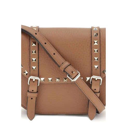 Valentino Rockstud Messenger Bag in Brown Calf Leather for Women