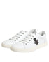 Dolce & Gabbana White Crown Bee Leather Low Top Sneakers Shoes