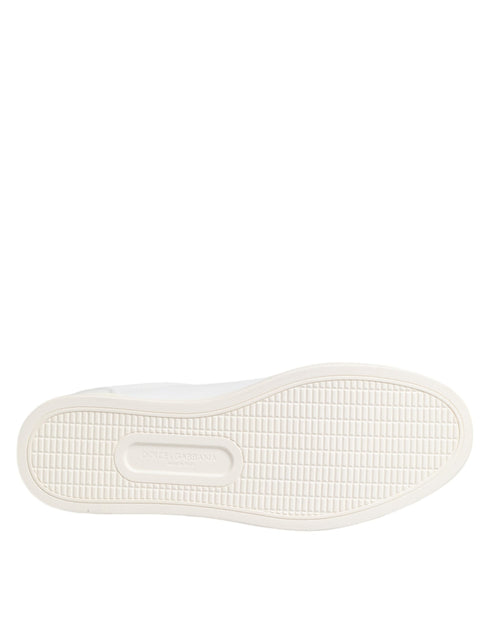 Dolce & Gabbana White Crown Bee Leather Low Top Sneakers Shoes