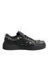 Dolce & Gabbana Black Leather Studded Low Top Sneakers Shoes