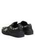 Dolce & Gabbana Black Leather Studded Low Top Sneakers Shoes