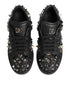 Dolce & Gabbana Black Leather Studded Low Top Sneakers Shoes