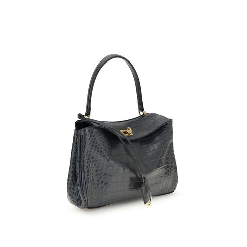 Balenciaga Rodeo Mini Handbag Calf Leather Black Crocodile Embossed Women’s