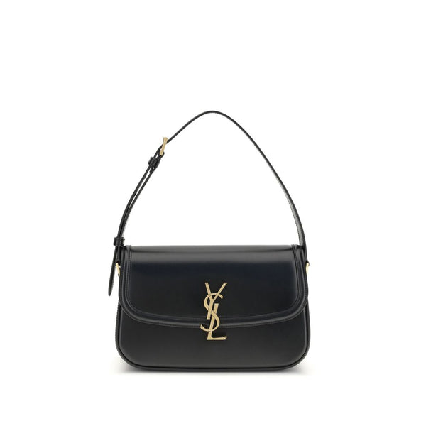 Saint Laurent Solferino Medium Shoulder Bag in Black Box Calfskin Leather for Women