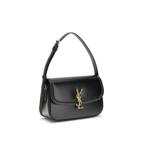Saint Laurent Solferino Medium Shoulder Bag in Black Box Calfskin Leather for Women