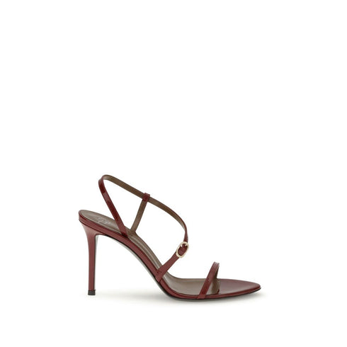 Giuseppe Zanotti Audrinette Stiletto Sandals – Red Burgundy Patent Leather High Heels for Women