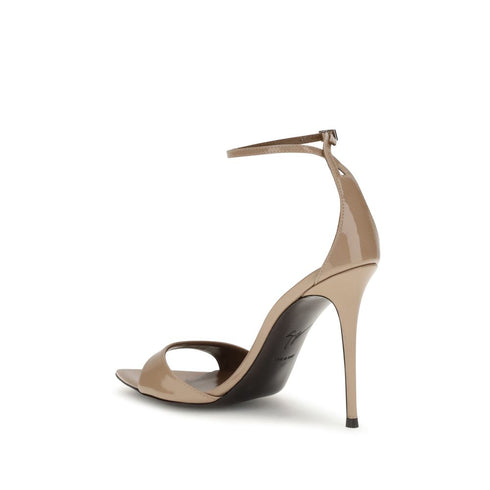 Giuseppe Zanotti Intriigo Nude Patent Leather Strap Sandals – Women’s Heels