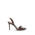 Giuseppe Zanotti Harissa Brown Silk Slingback Sandals with Rhinestone Detail - Women’s