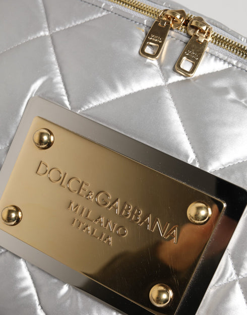 Dolce & Gabbana Silver Quilted Filled Crossbody Shoulder Bag SICILY Bag