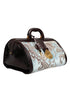 Dolce & Gabbana Blue Brown Leather Floral Jacquard Travel Handbag Bag