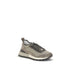 Brunello Cucinelli Leather and Fabric Sneakers in Taupe Brown - Women’s