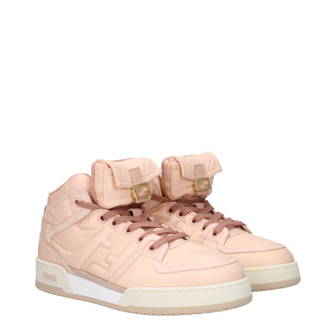 Fendi Women's High Top Sneakers Pink Nylon Designer Shoes