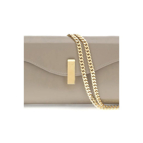 Giuseppe Zanotti Flutie Clutch Bag in Beige Smooth Leather for Women
