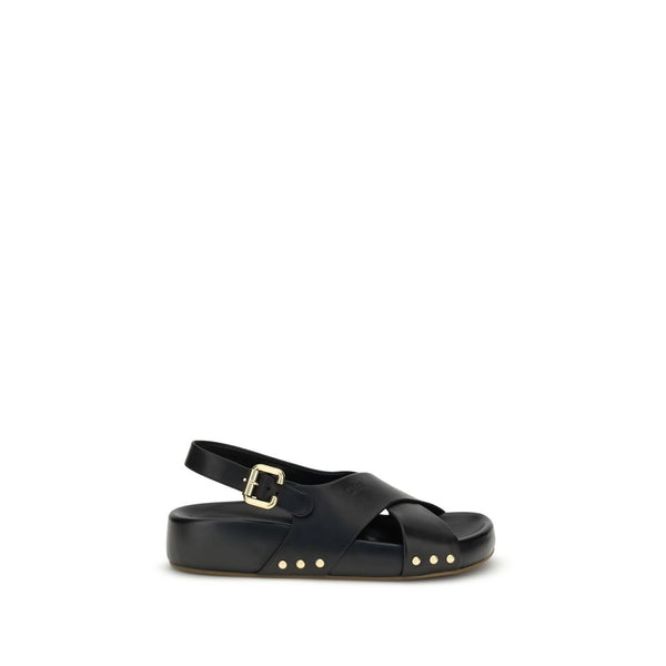 Chloé Mae Black Leather Platform Sandals – Women's Studded Comfort Sandals