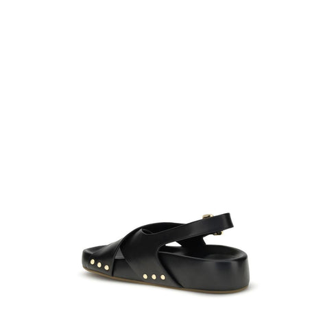 Chloé Mae Black Leather Platform Sandals – Women's Studded Comfort Sandals
