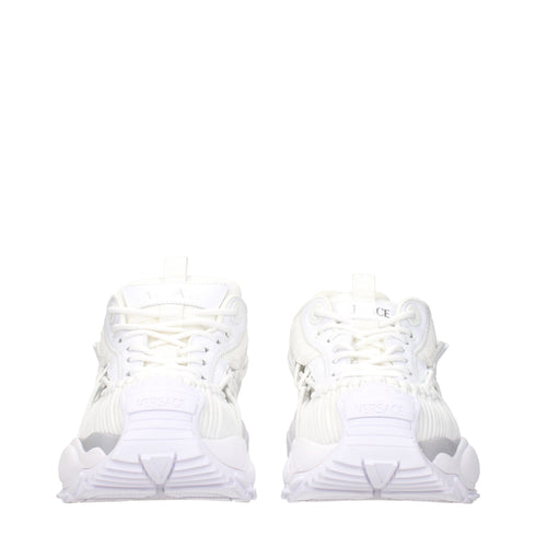 Versace White Leather Athletic Sneakers