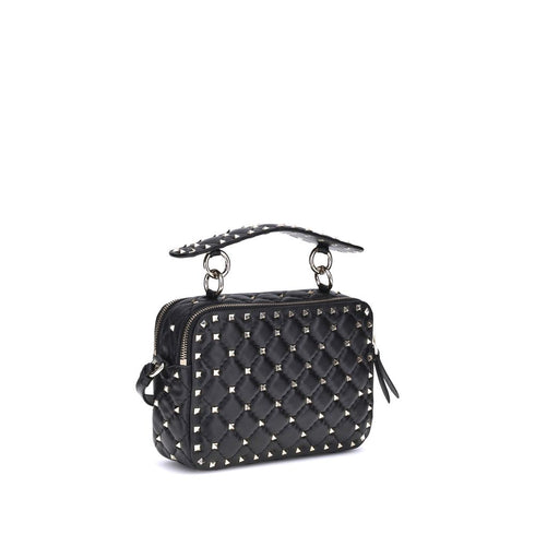 Valentino Garavani Rockstud Spike Crossbody Bag Black Lamb Leather – Women
