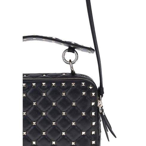 Valentino Garavani Rockstud Spike Crossbody Bag Black Lamb Leather – Women