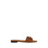Fendi FF Logo Flat Sandals – Tan Brown Calf Leather Slip-On Slides for Women