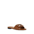 Fendi FF Logo Flat Sandals – Tan Brown Calf Leather Slip-On Slides for Women