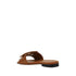 Fendi FF Logo Flat Sandals – Tan Brown Calf Leather Slip-On Slides for Women